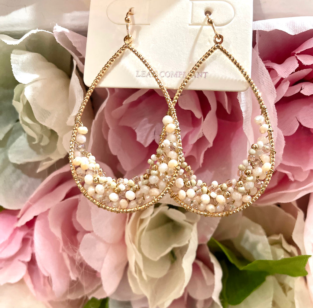 Beaded Wire Teardrop Earrings