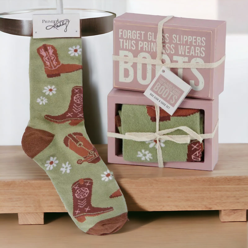Princess Boots Box Sign and Sock Set