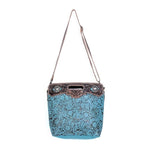 Blue Blossoms Hand-Tooled Bag