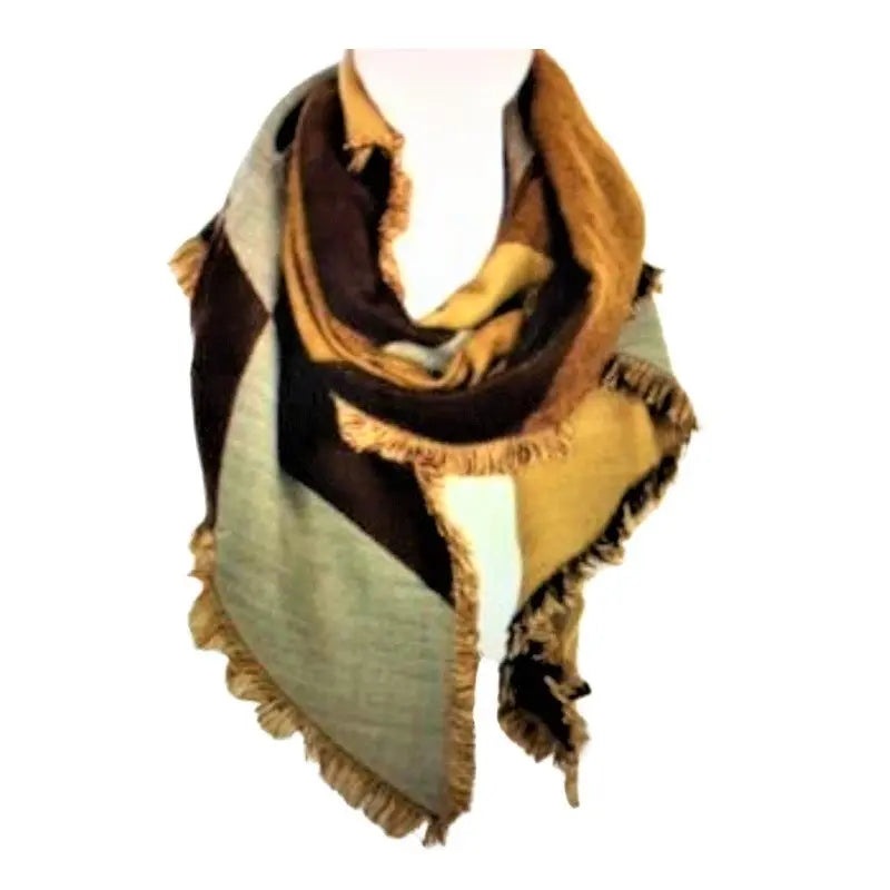 Brown and Mustard Blanket Scarf