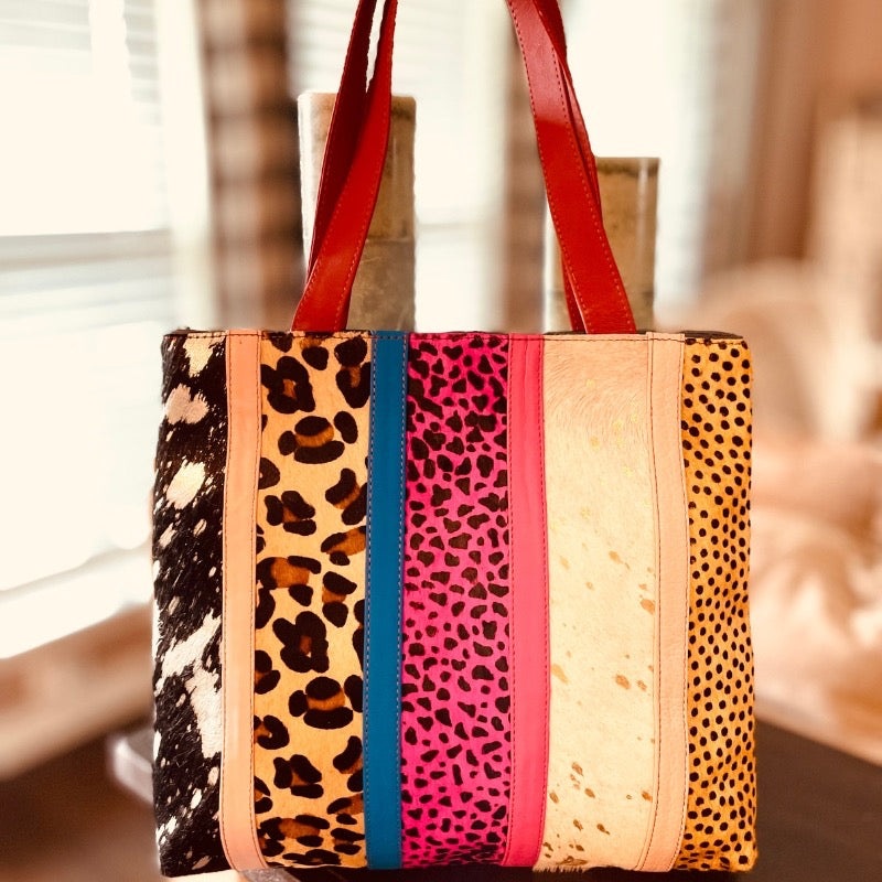 Patchwork Leather and Hair on Hide Tote